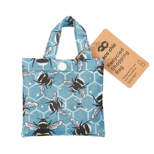 Eco Chic Bees Foldable Shopper - Blue