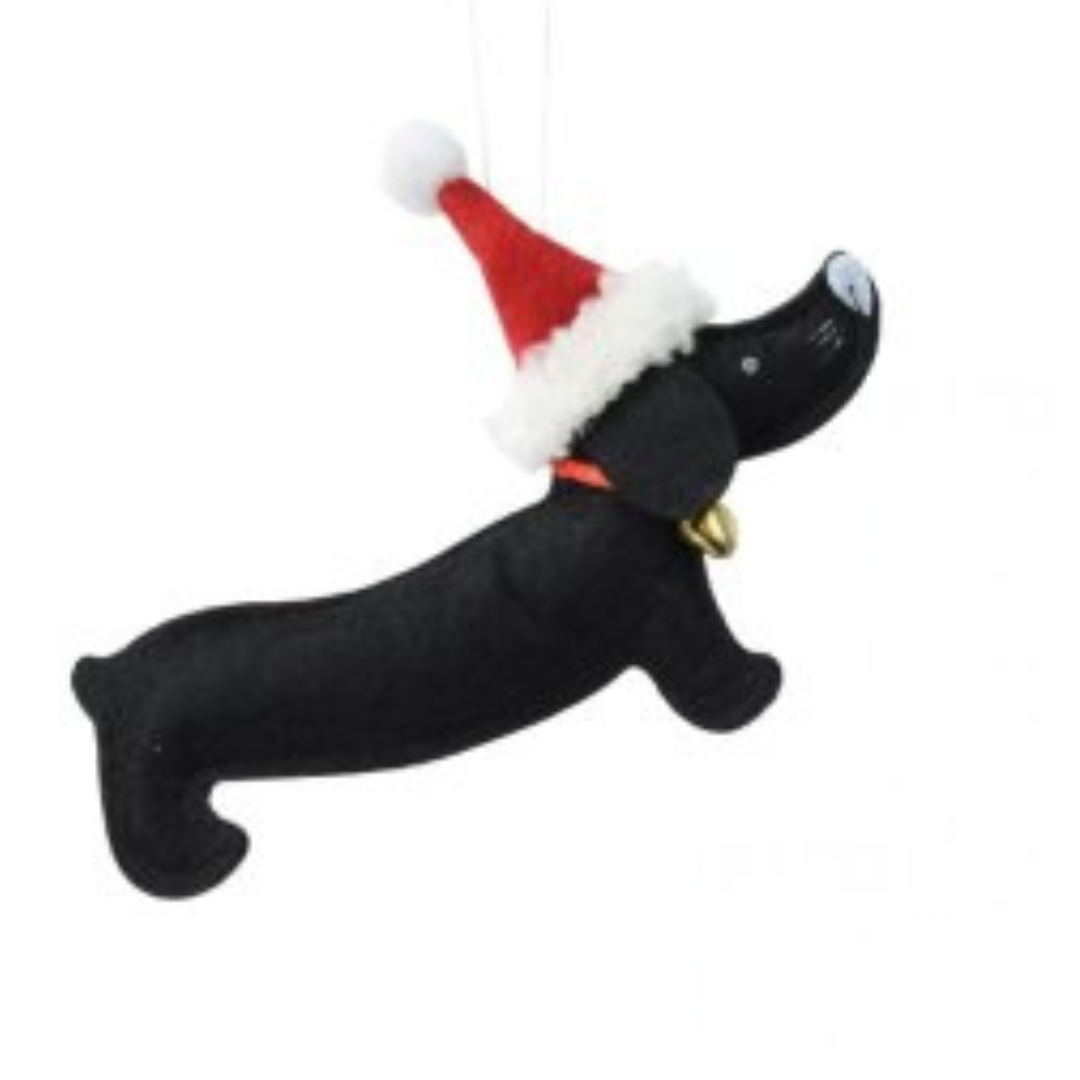 Dog Wearing Christmas Hat Decoration