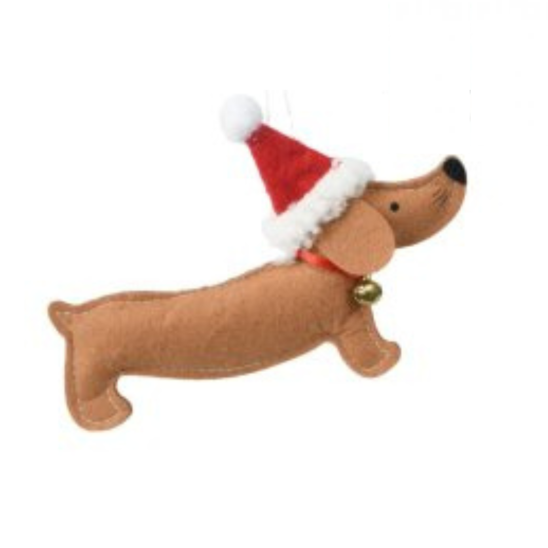 Dog Wearing Christmas Hat Decoration
