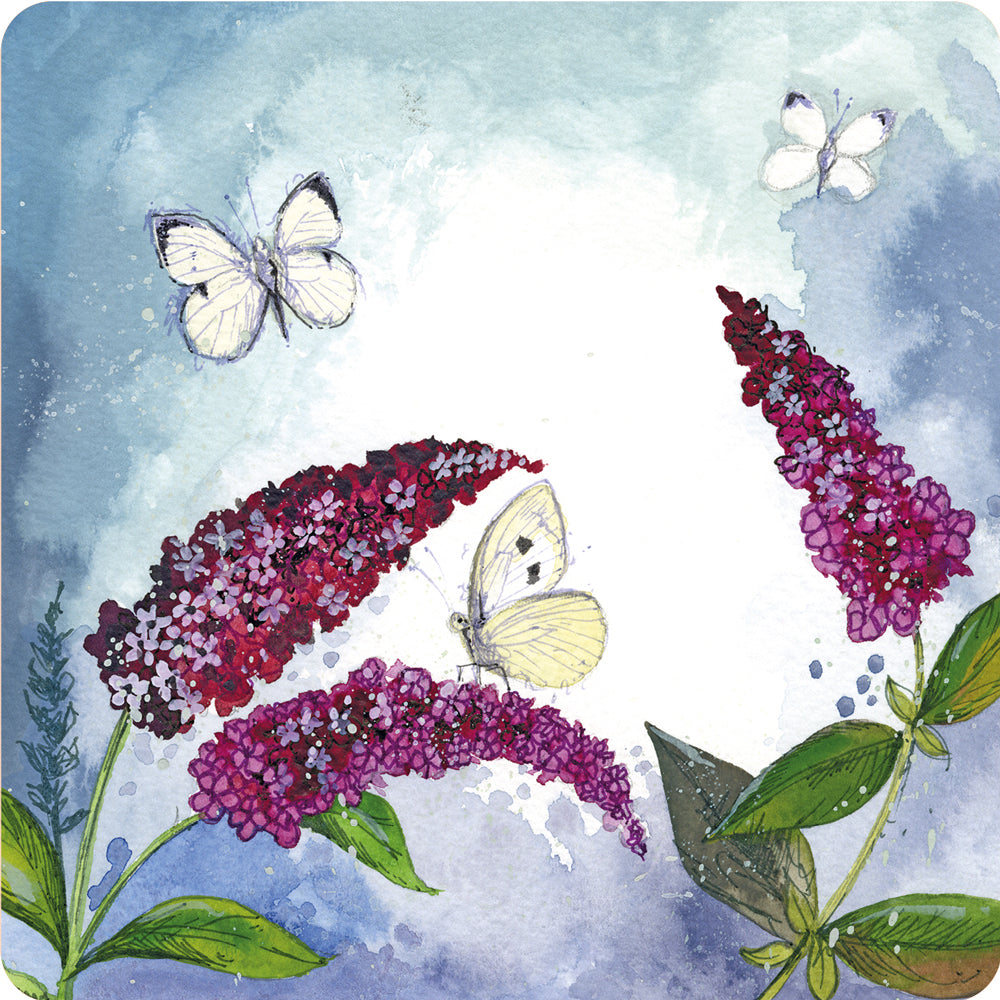 Butterflies & Buddleia Coaster - Alex Clark