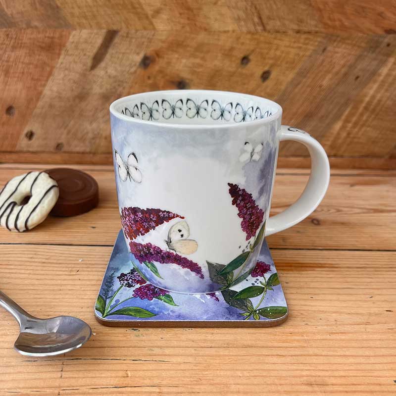 Butterflies & Buddleia Mug - by Alex Clark