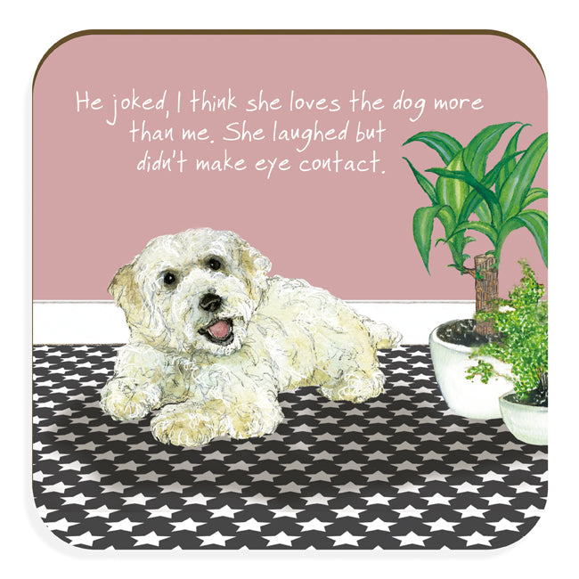 Bichon Frisee 'Eye Contact' Coaster - by Little Dog Laughed