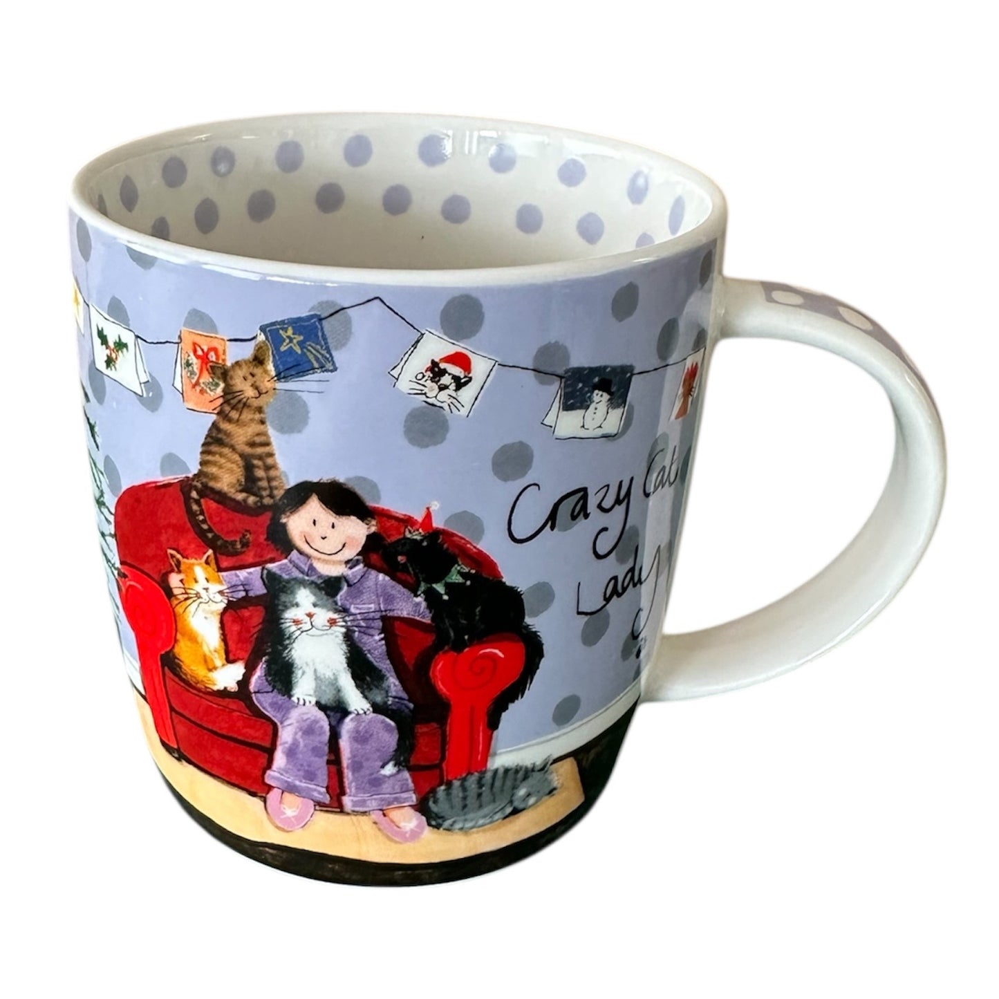 Christmas Crazy Cat Lady Mug - by Alex Clark