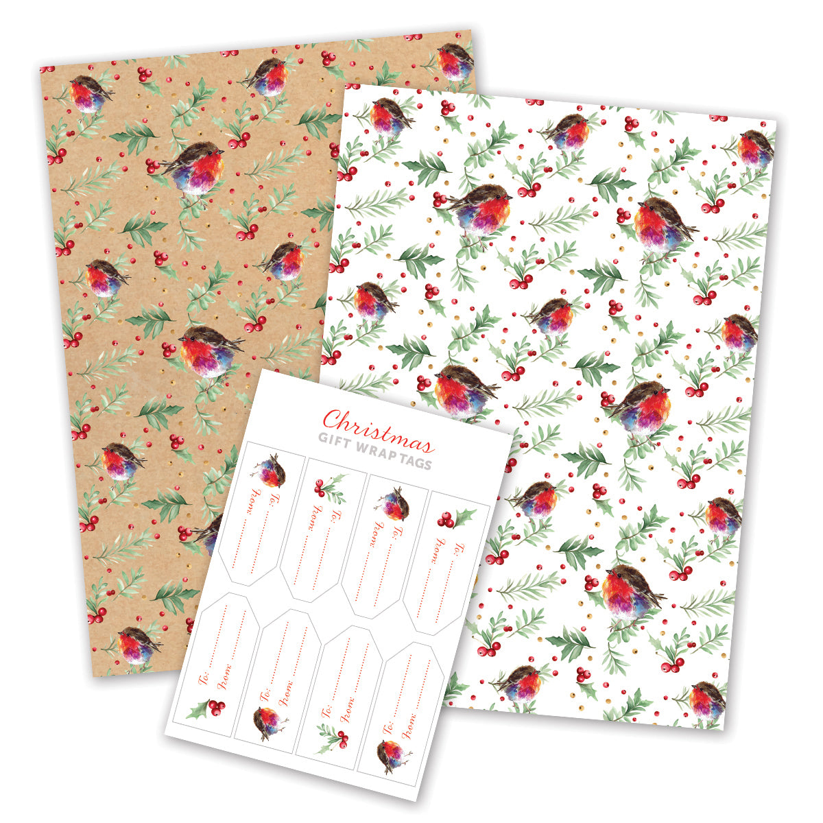 Christmas Fluffy Robin Gift Wrap