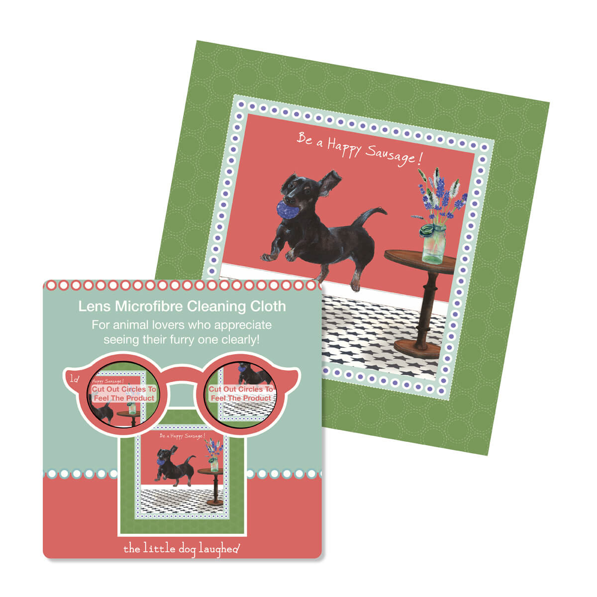 Dachshund 'Happy Sausage' Glasses Lens Cleaner - Little Dog Laughed