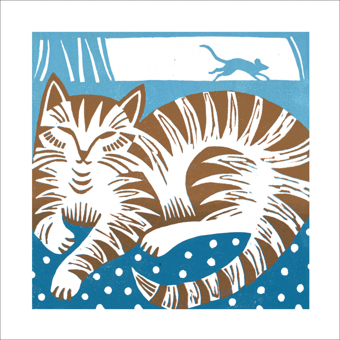 The Comfy Cat Greeting Card - by Manda Beeching