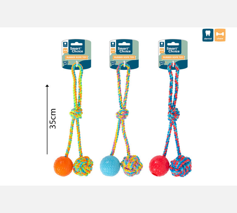 Rubber and Rope Tug Dog Toy