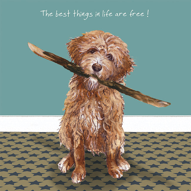 Golden Doodle 'Best Things' Greeting Card - by Little Dog Laughed