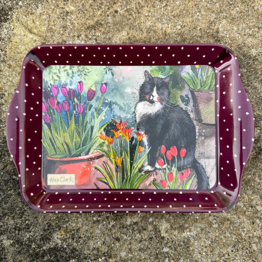 Roderick Cat & Tulips Small Tray - by Alex Clark