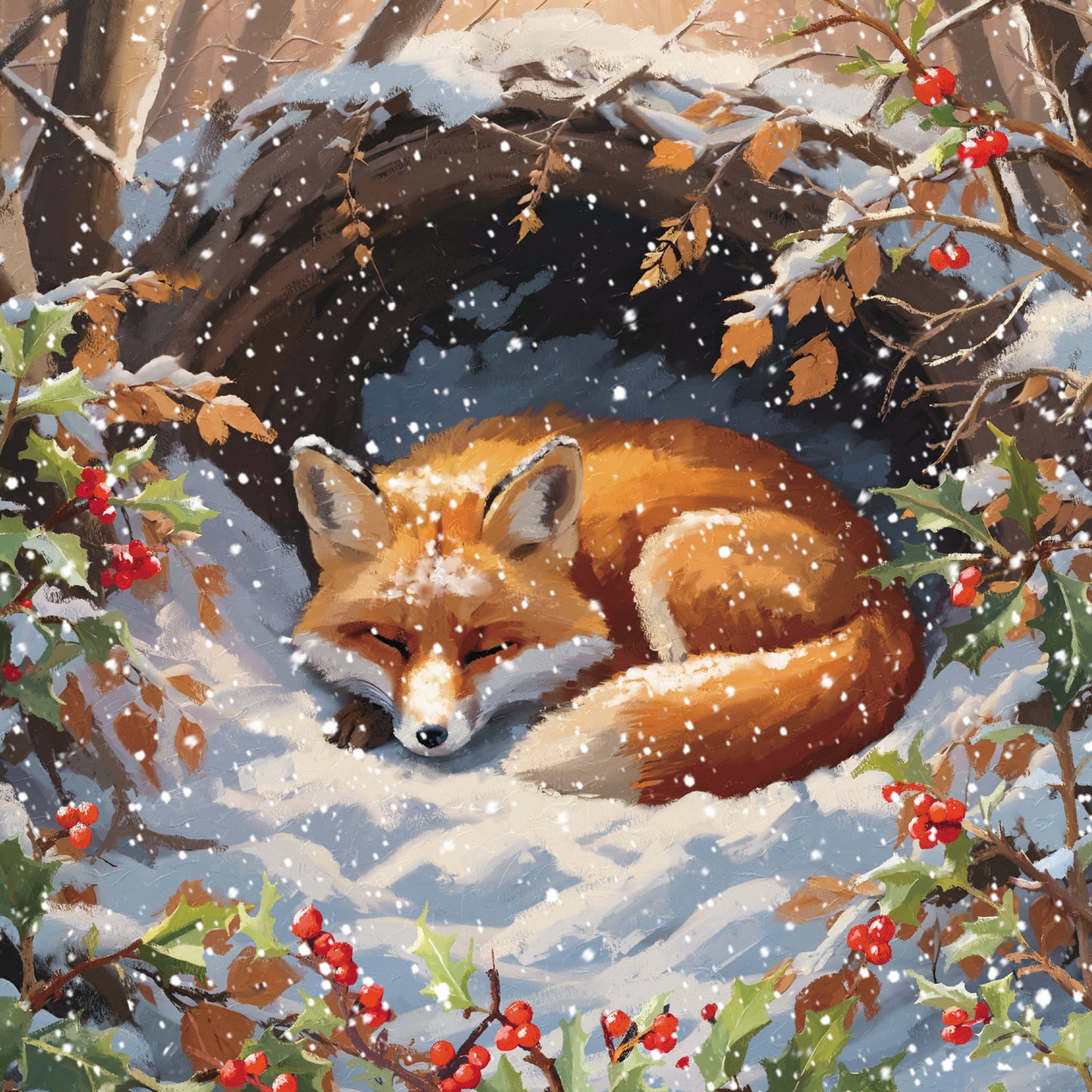 Christmas Cards Pack of 10 - Sleeping Fox