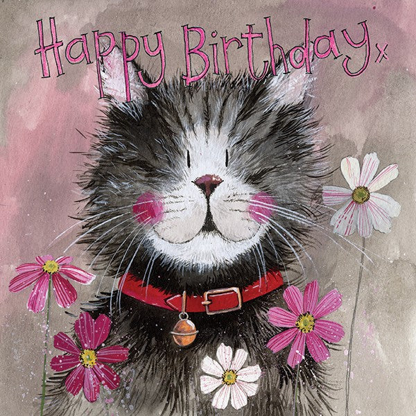 Whiskers Happy Birthday Greeting Card - by Alex Clark
