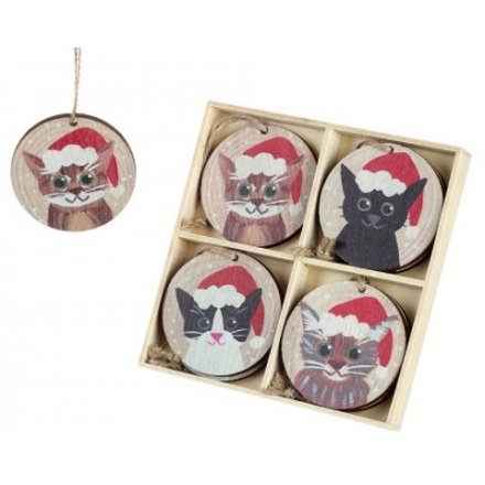 Wooden Cat Christmas Bauble Decoration Hanger