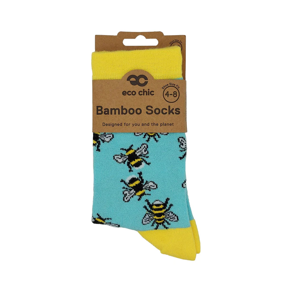 Bee Bamboo Socks - Blue Size 4-8