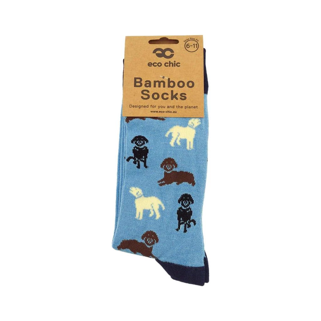 Dog Bamboo Socks - Blue Size 6-11