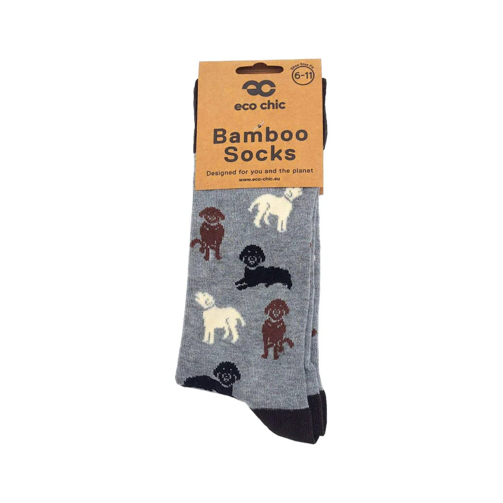 Dog Bamboo Socks - Grey Size 6-11