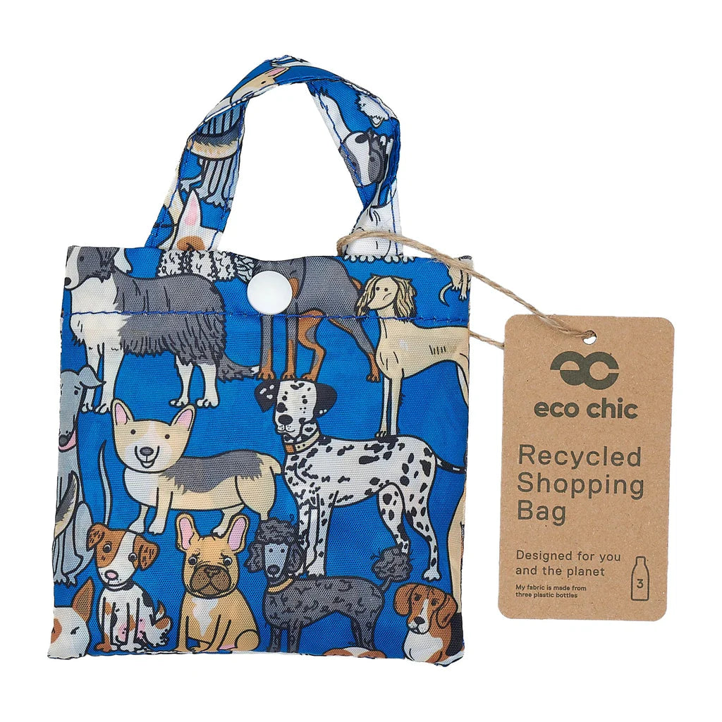 Eco Chic Dogs Foldable Shopper - Royal Blue