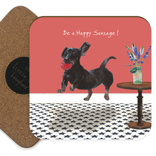 Dachshund 'Happy Sausage' Coaster - Little Dog Laughed