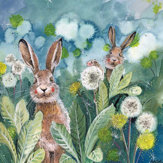 Little Rabbits Ears Up Greeting Card - by Alex Clark