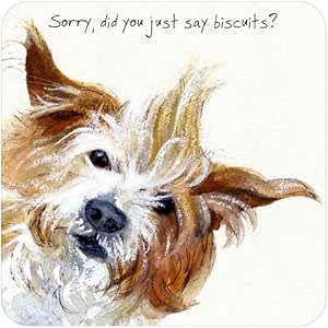 Terrier 'Say biscuits' Coaster - Little Dog Laughed
