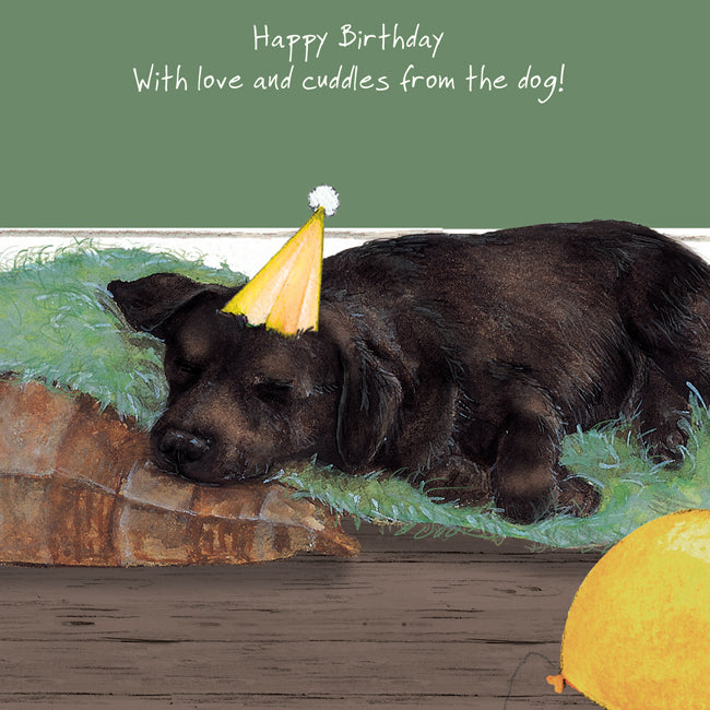 Chocolate Lab 'With love and cuddles from the dog!' Birthday Card - by Little Dog Laughed