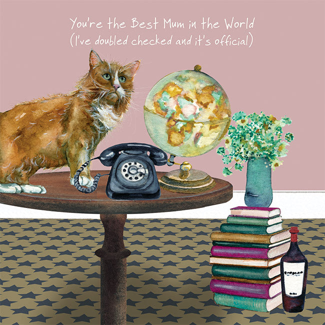 Ginger Tom Cat 'Best Mum' Greeting Card - by Little Dog Laughed