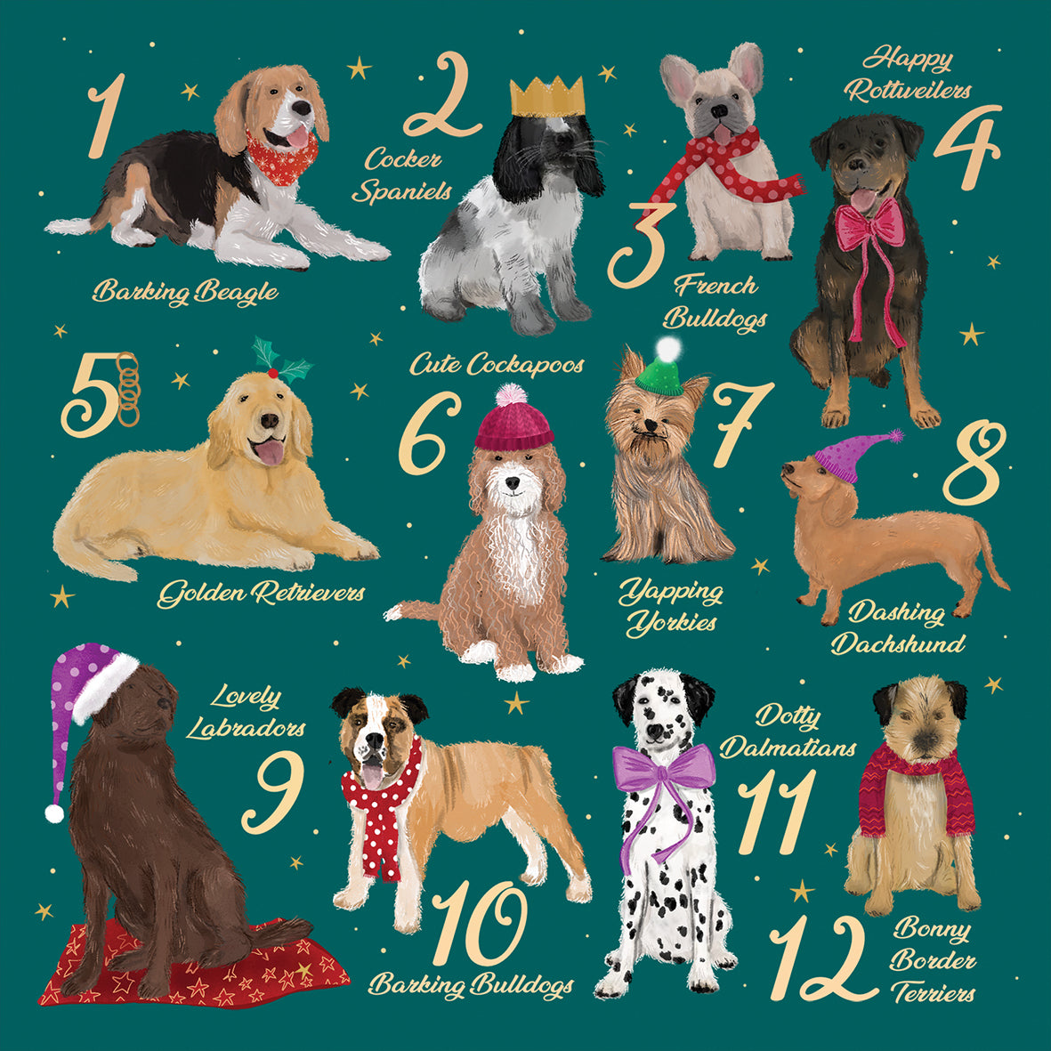 Christmas Cards Pack of 10 - 12 Days of Christmas