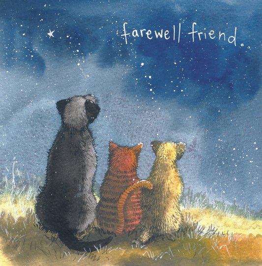 Farewell Friend Sympathy Cat & Dog Greeting Card - by Alex Clark