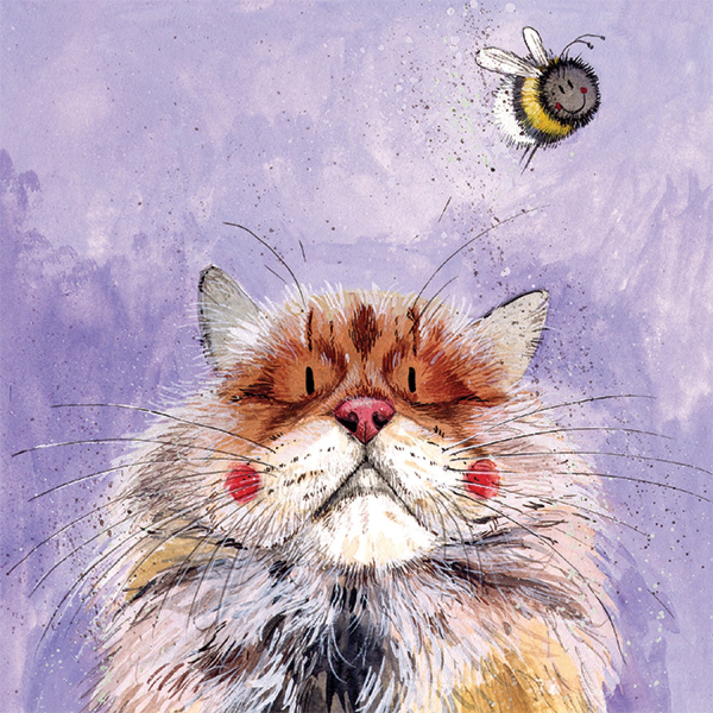 Bumble Cat Greeting Card - by Alex Clark