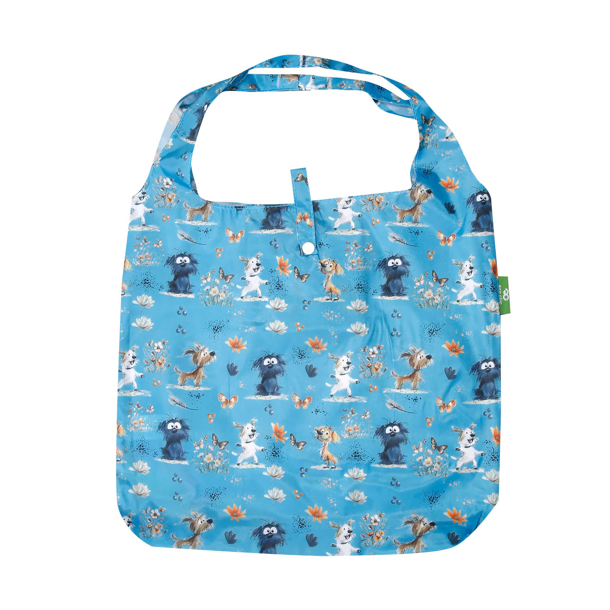 Eco Chic Foldable Shopper - Doodle Dogs Blue