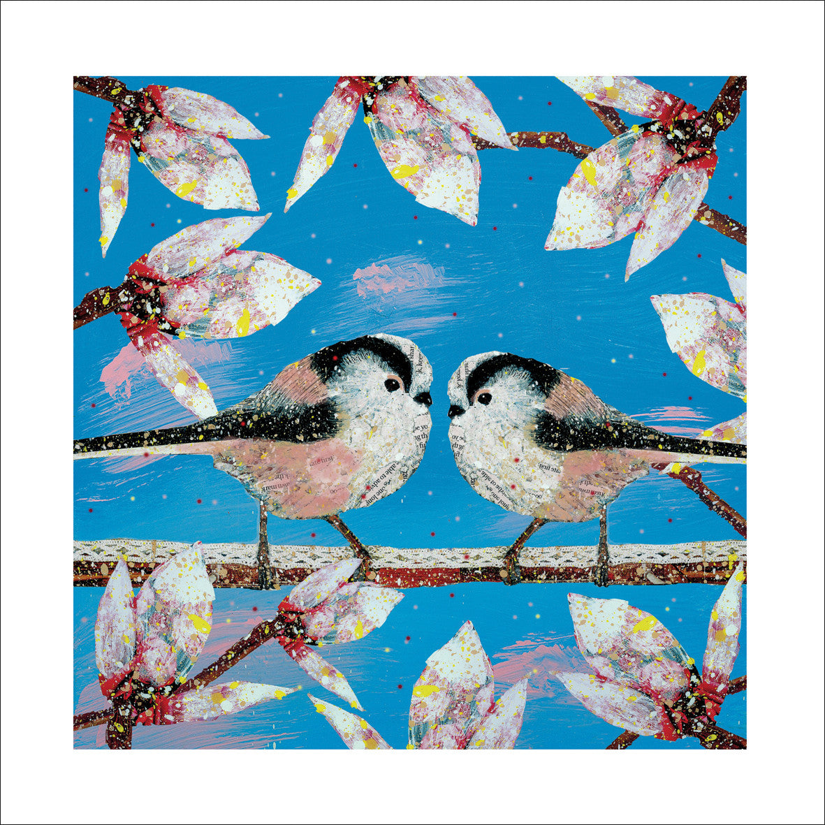 Long-tailed Tits 'Blue Sky' Greeting Card - by Adam James Severn