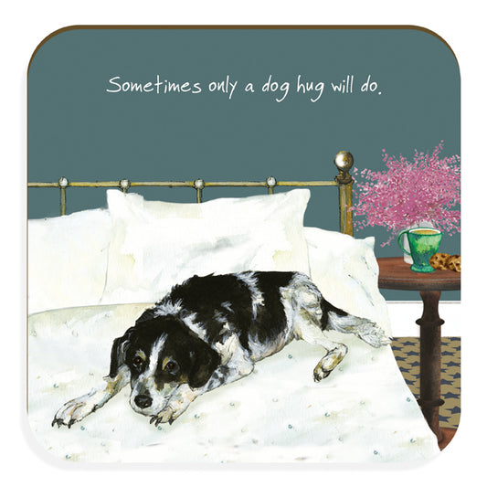Collie Dog 'Sometimes only a dog hug will do' Coaster - by Little Dog Laughed