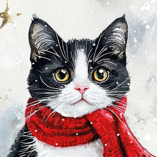Christmas Cards Pack of 10 - Chilly Pink Nose Cat