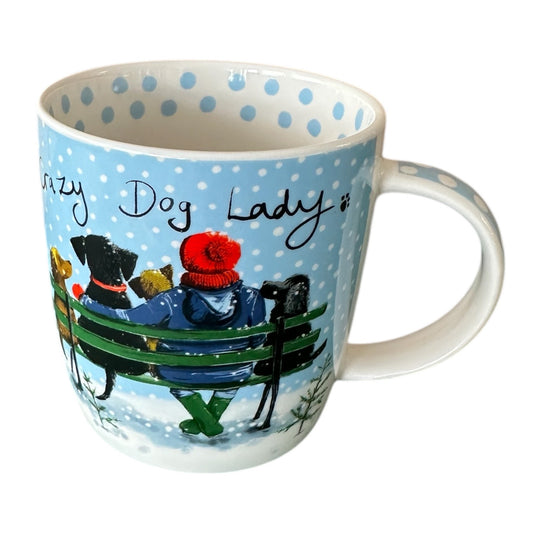 Christmas Crazy Dog Lady Mug - by Alex Clark