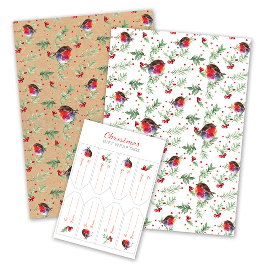 Christmas Fluffy Robin Gift Wrap