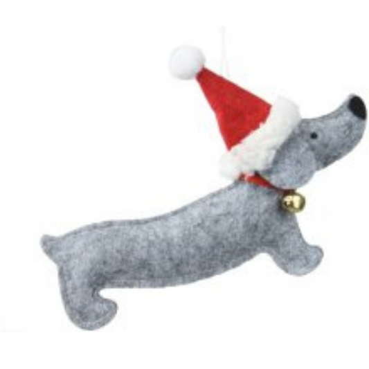 Dog Wearing Christmas Hat Decoration