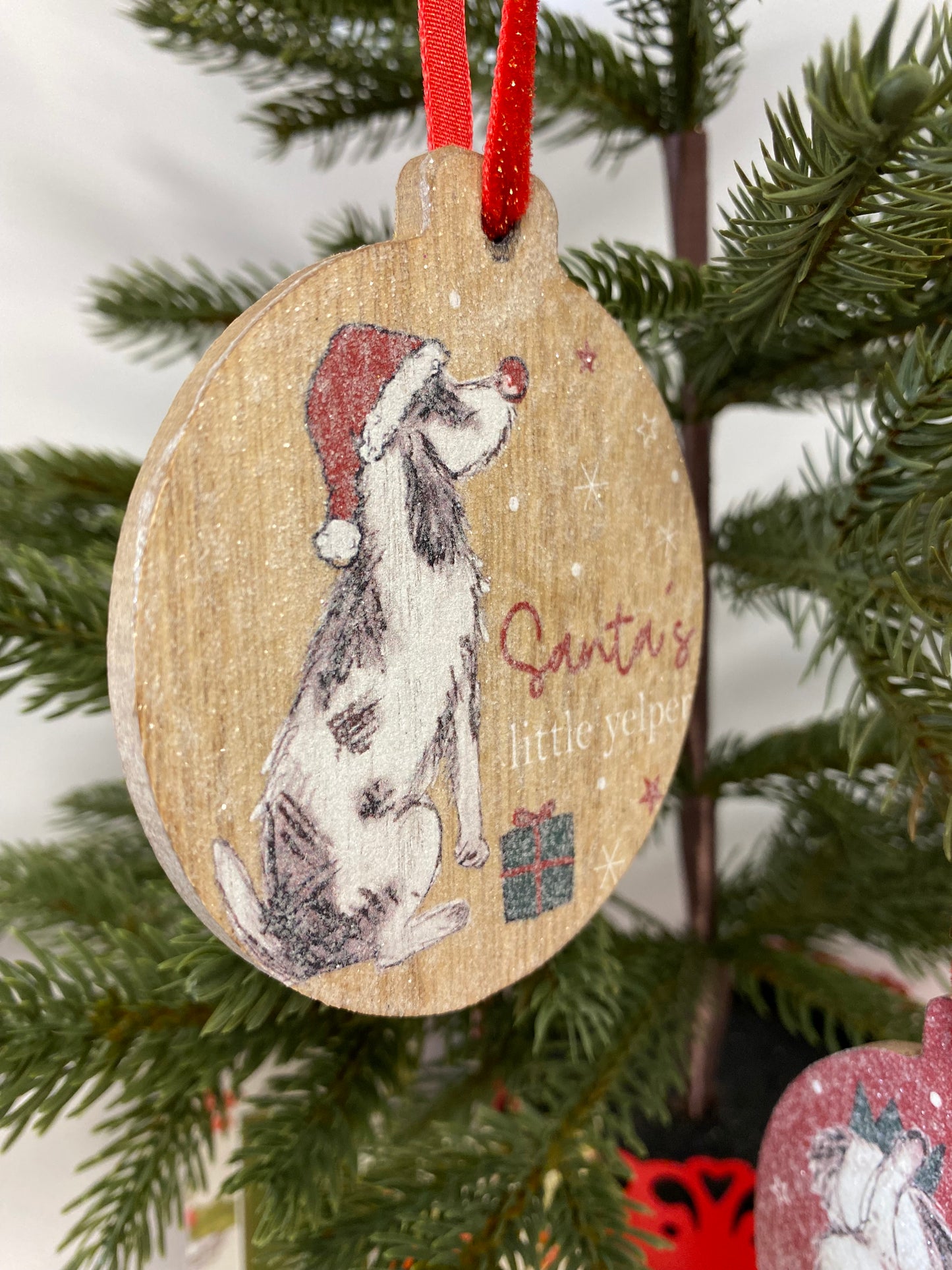 Wooden Dog Christmas Bauble Decoration Hanger