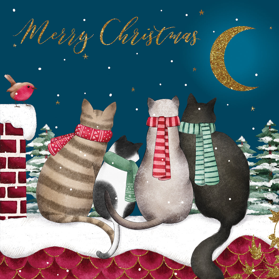 Christmas Cards Pack of 10 - Cats In Scarves