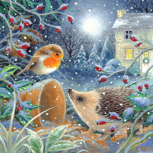 Christmas Cards Pack of 10 - Little Robin & Hedgehog