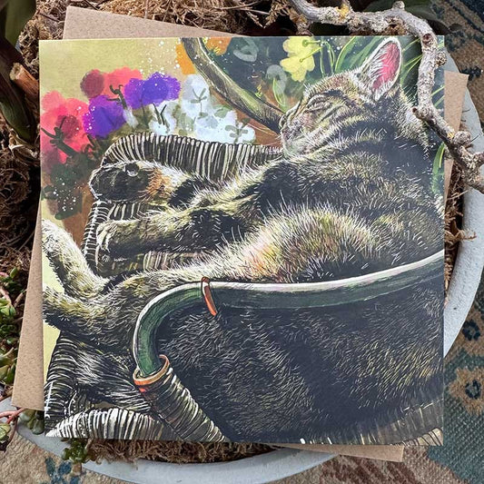 Sound Asleep Cat Greeting Card - by Alex Clark