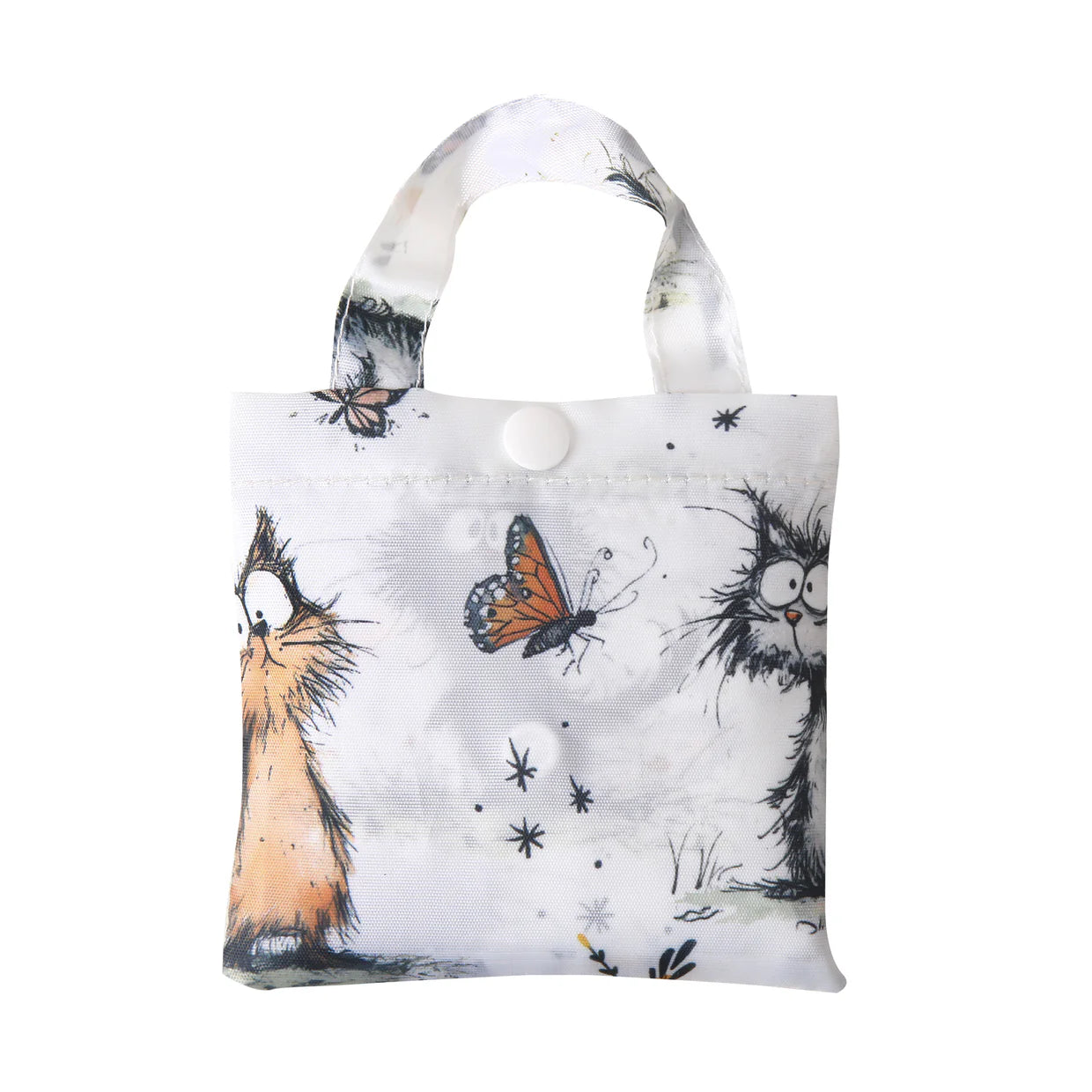 Eco Chic Foldable Shopper - Doodle Cats White