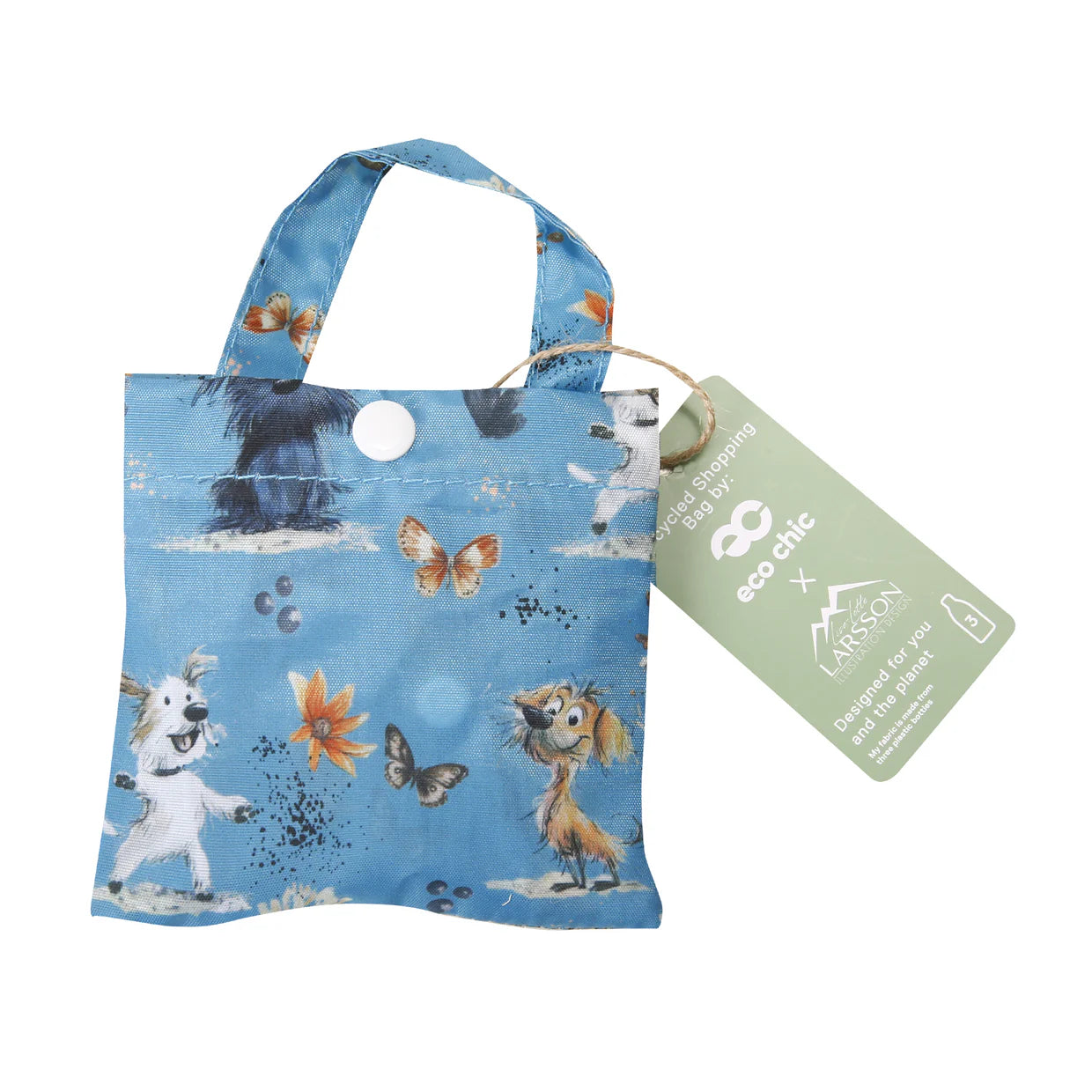 Eco Chic Foldable Shopper - Doodle Dogs Blue