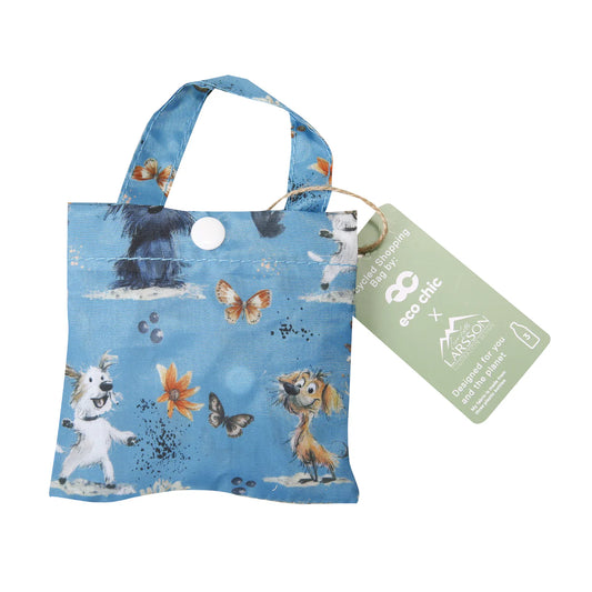 Eco Chic Foldable Shopper - Doodle Dogs Blue