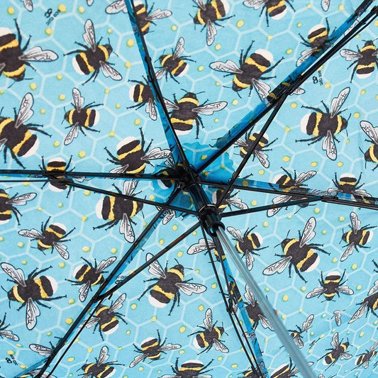 Eco Chic Foldable Mini Bee umbrella - Blue