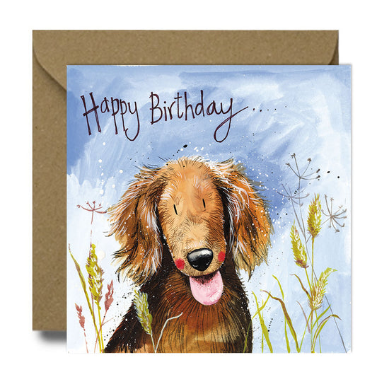 Happy Birthday Bertie Dog Greeting Card - by Alex Clark
