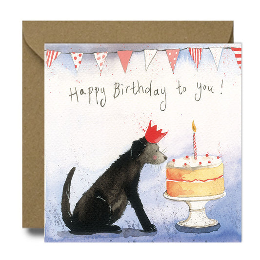 Birthday Cake Dog Greeting Card - by Alex Clark