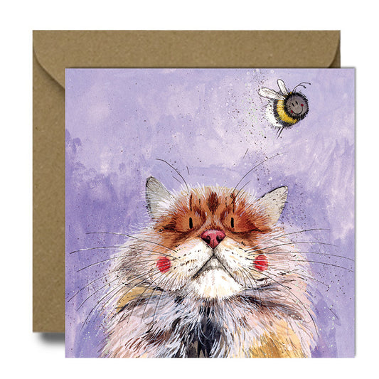 Bumble Cat Greeting Card - by Alex Clark