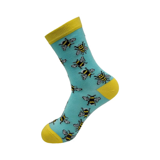 Bee Bamboo Socks - Blue Size 4-8