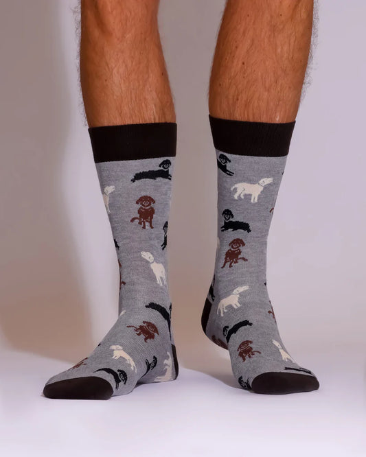 Dog Bamboo Socks - Grey Size 6-11