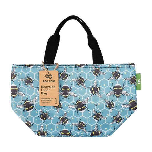 Eco Chic Blue Recycled Lunch Bag - Bees