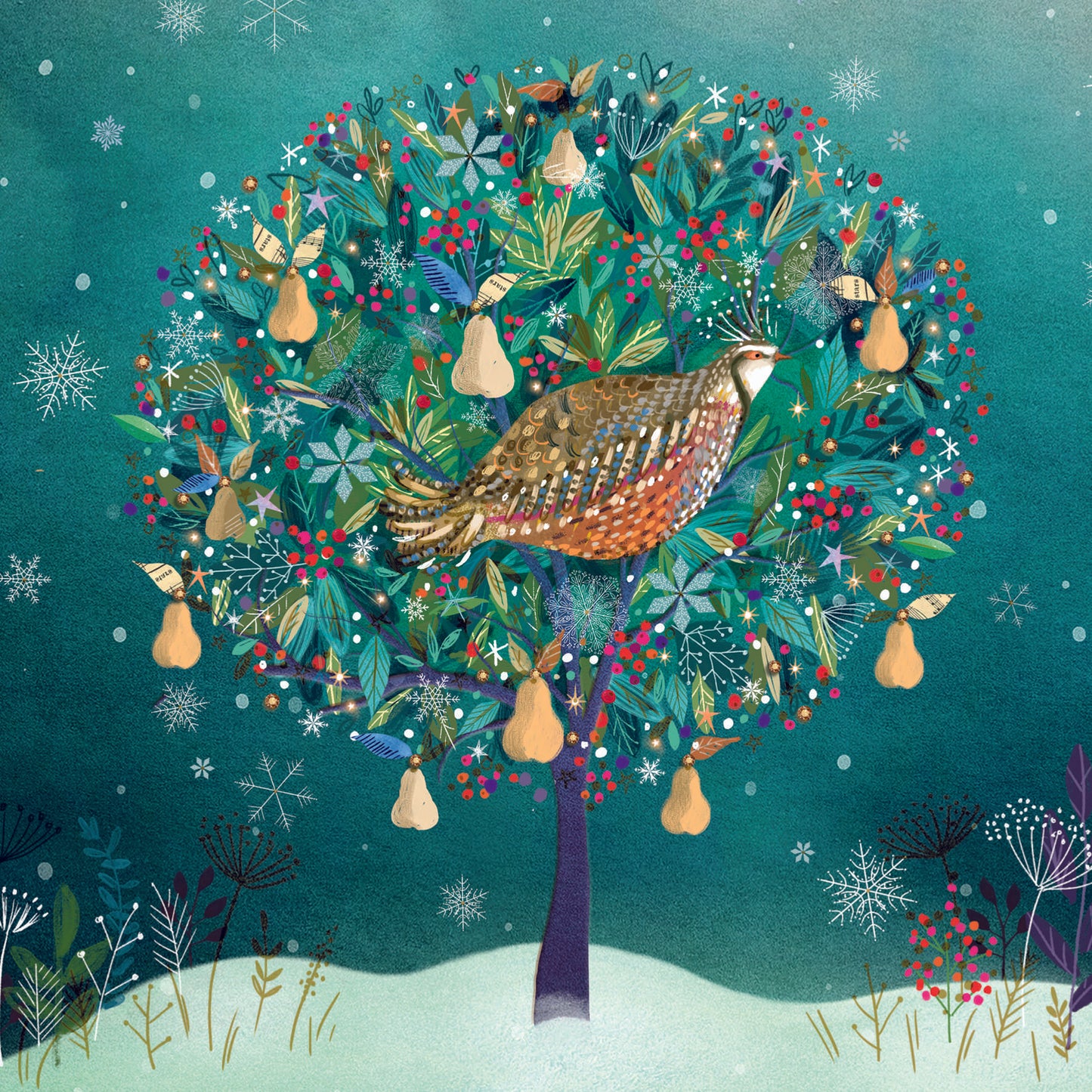 Christmas Cards Pack of 10 - Golden Partridge
